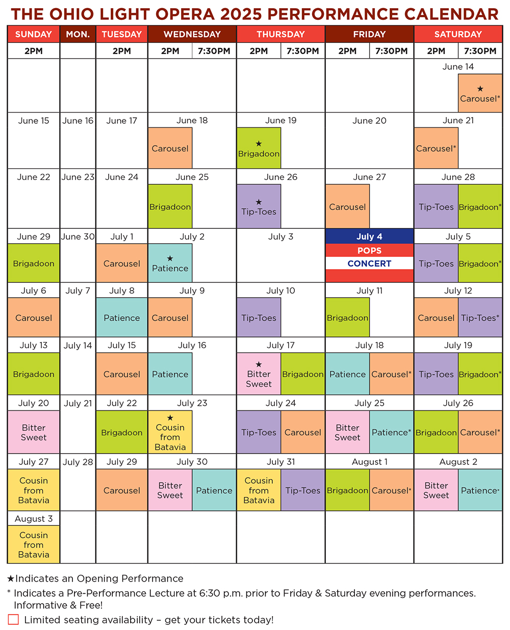 Calendar The Ohio Light Opera